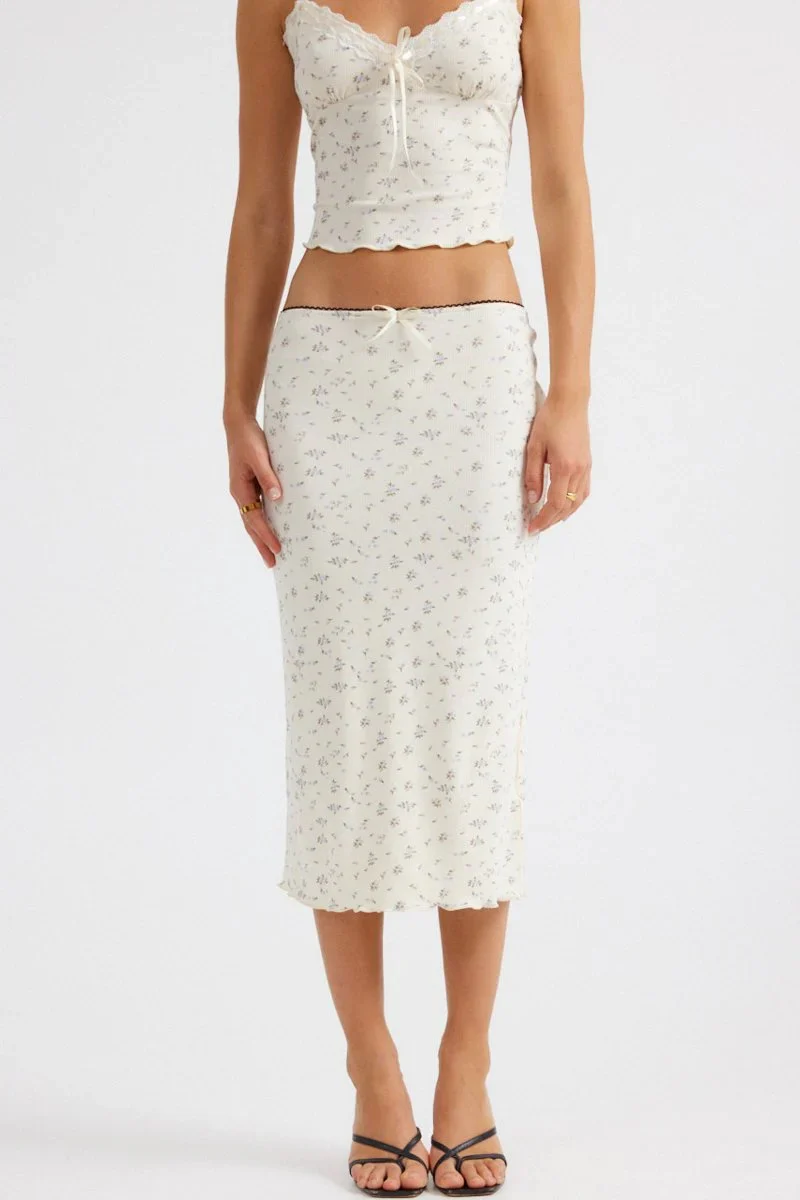 Helena Midi Skirt - Blue Floral - Image 4