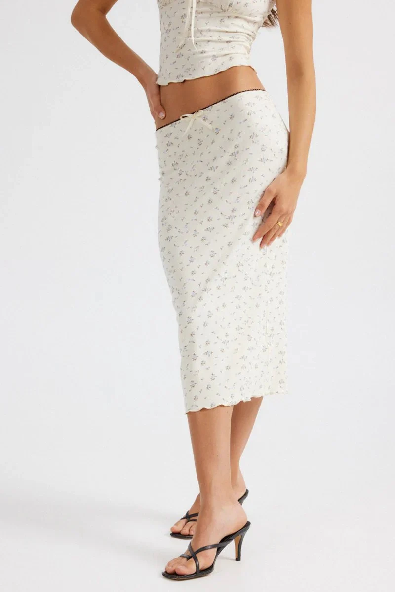Helena Midi Skirt - Blue Floral - Image 5
