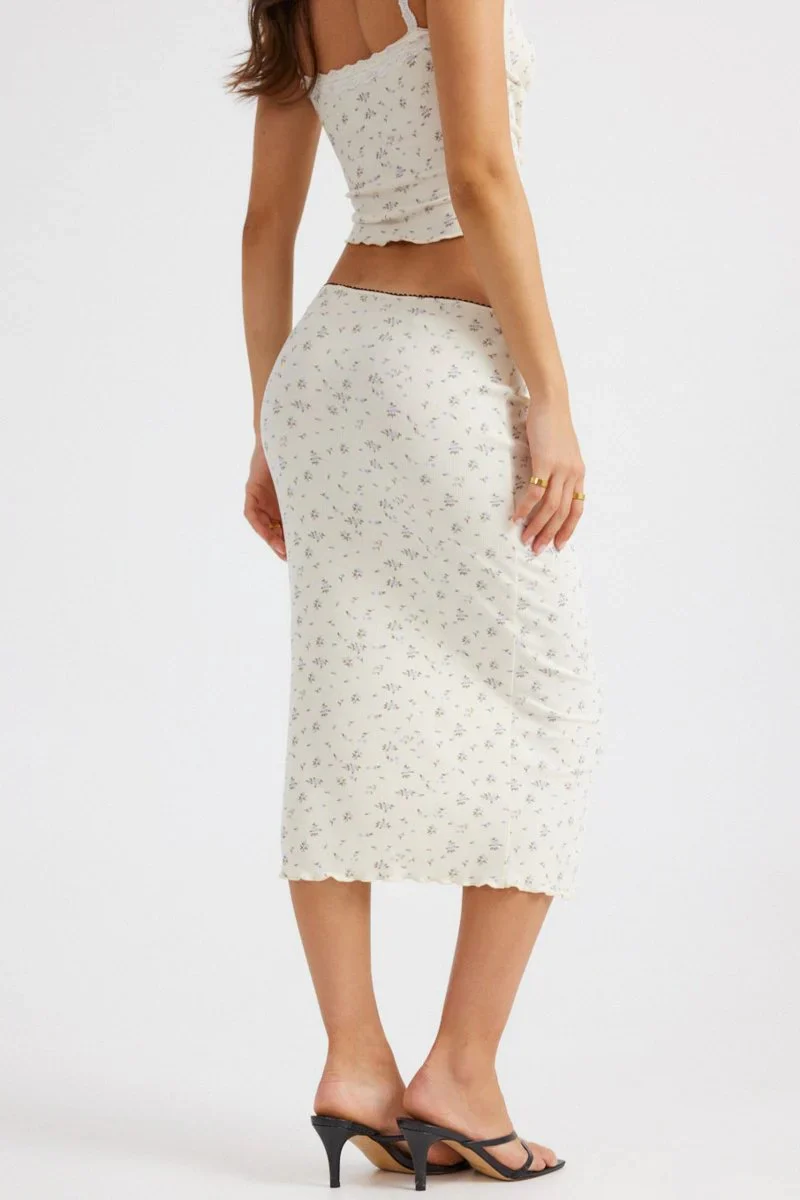 Helena Midi Skirt - Blue Floral - Image 6