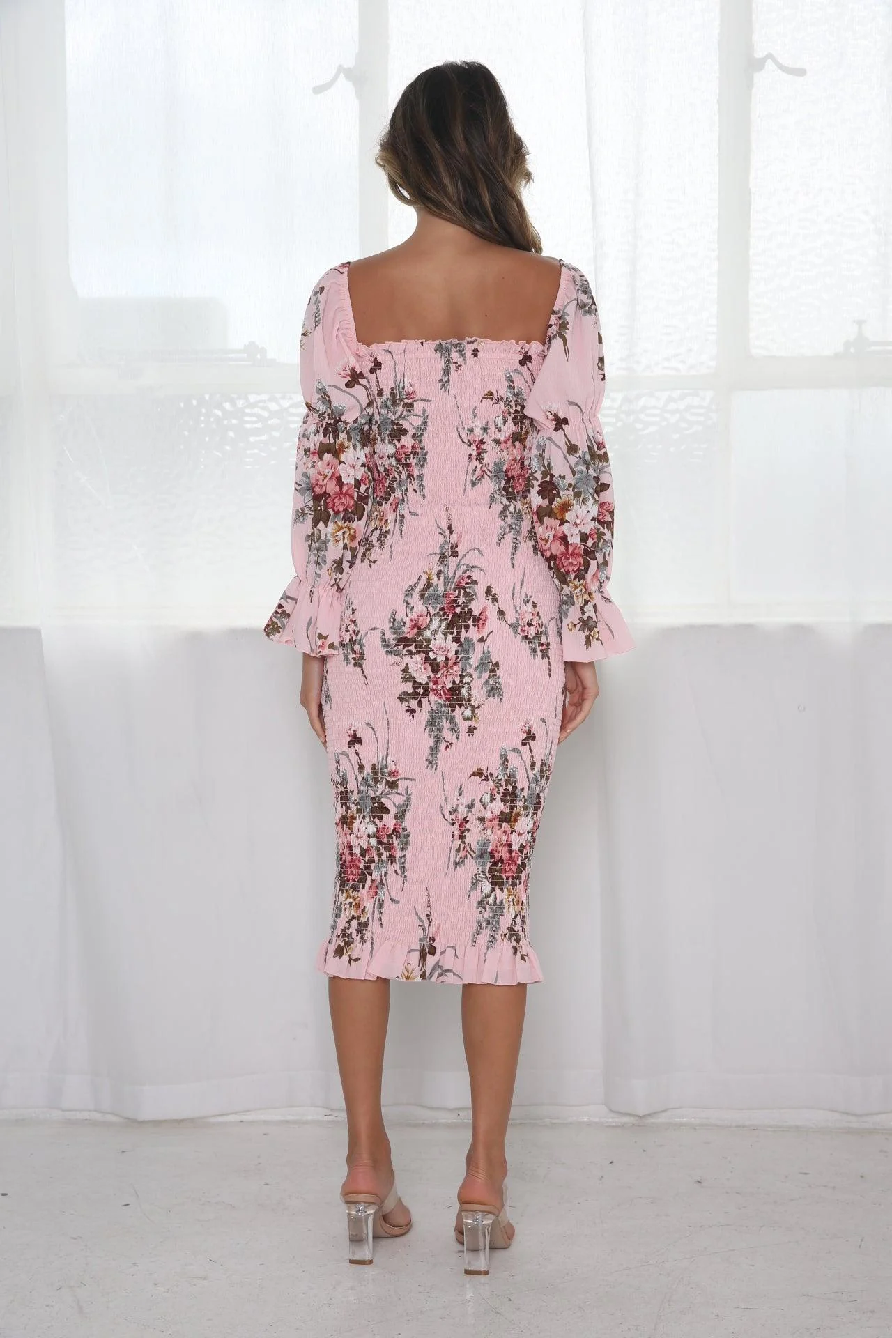Imogen Long Sleeve Dress - Pink Floral - Image 6