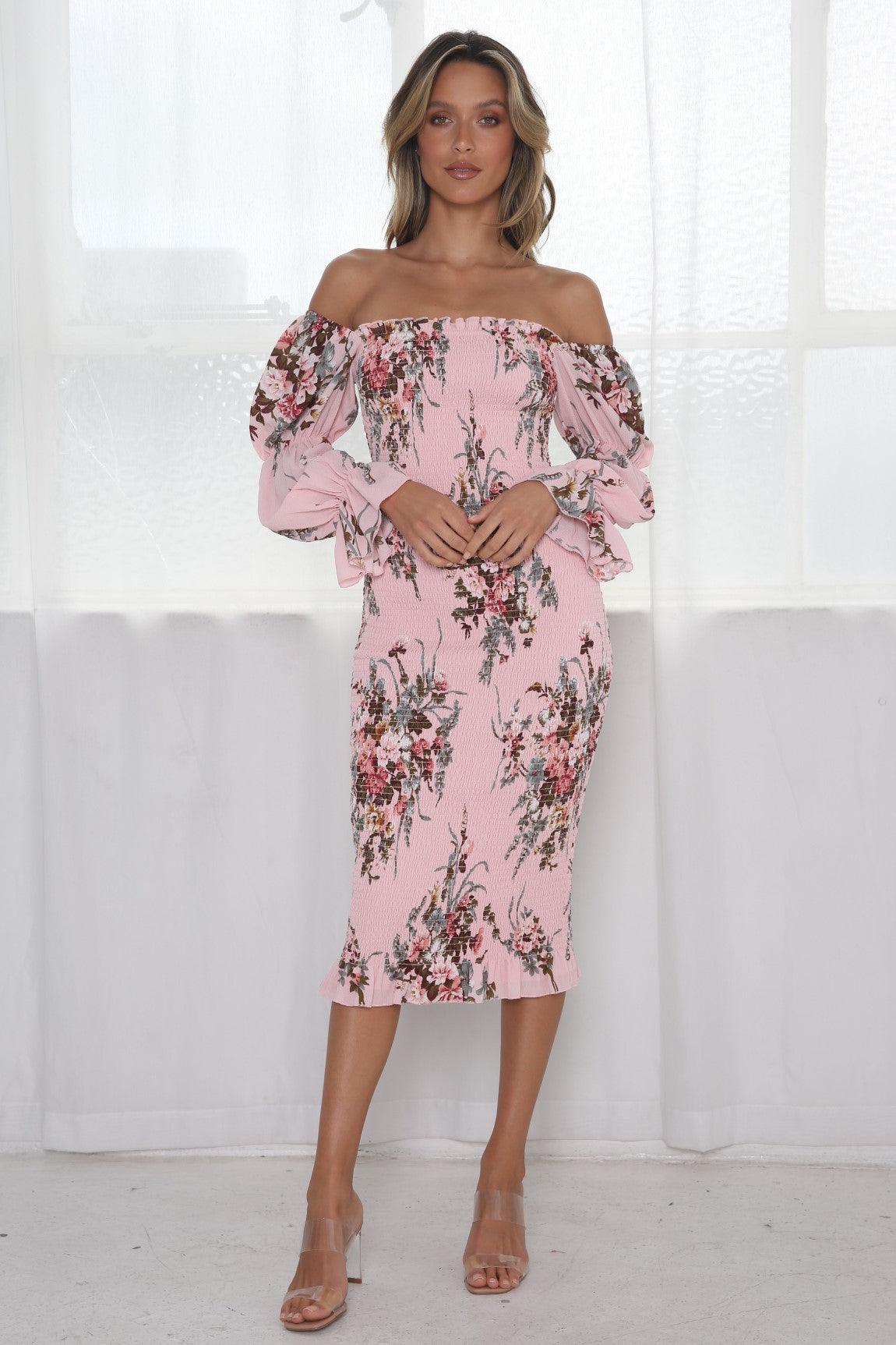 Imogen Long Sleeve Dress - Pink Floral - Image 8
