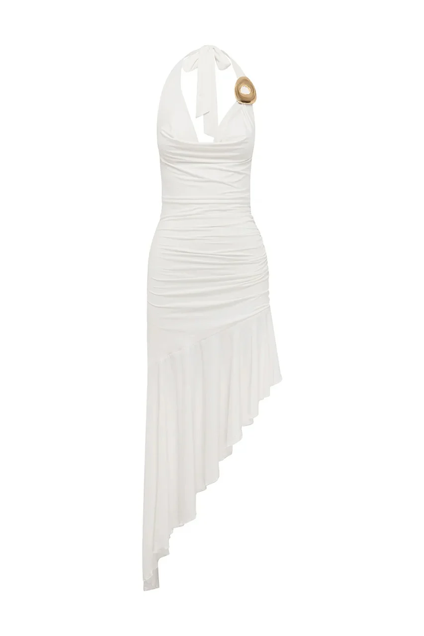 Indiana Asymmetrical Maxi Dress - White - Image 6