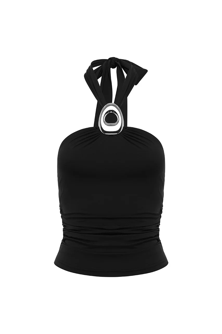Indiana Keyhole Halter Top - Black - Image 6