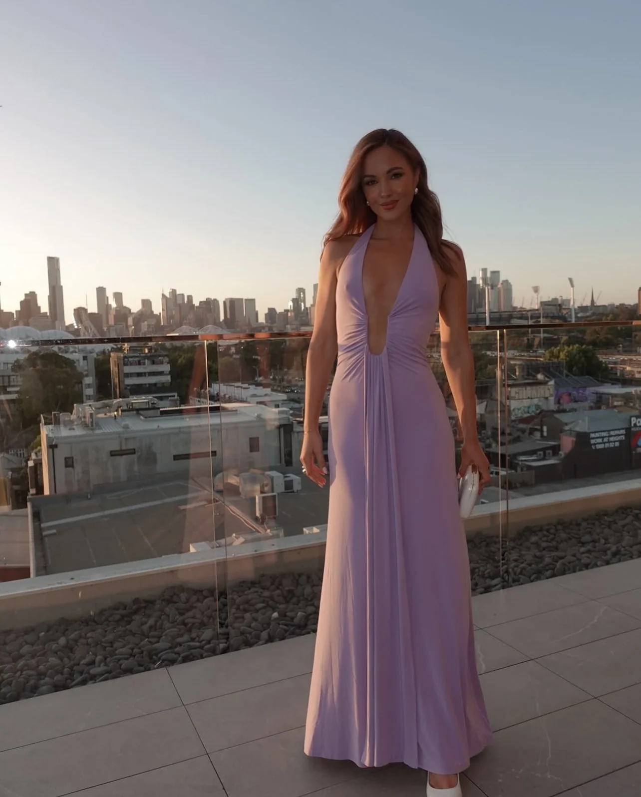 Jennifer Cupro Maxi Dress - Lilac - Image 5