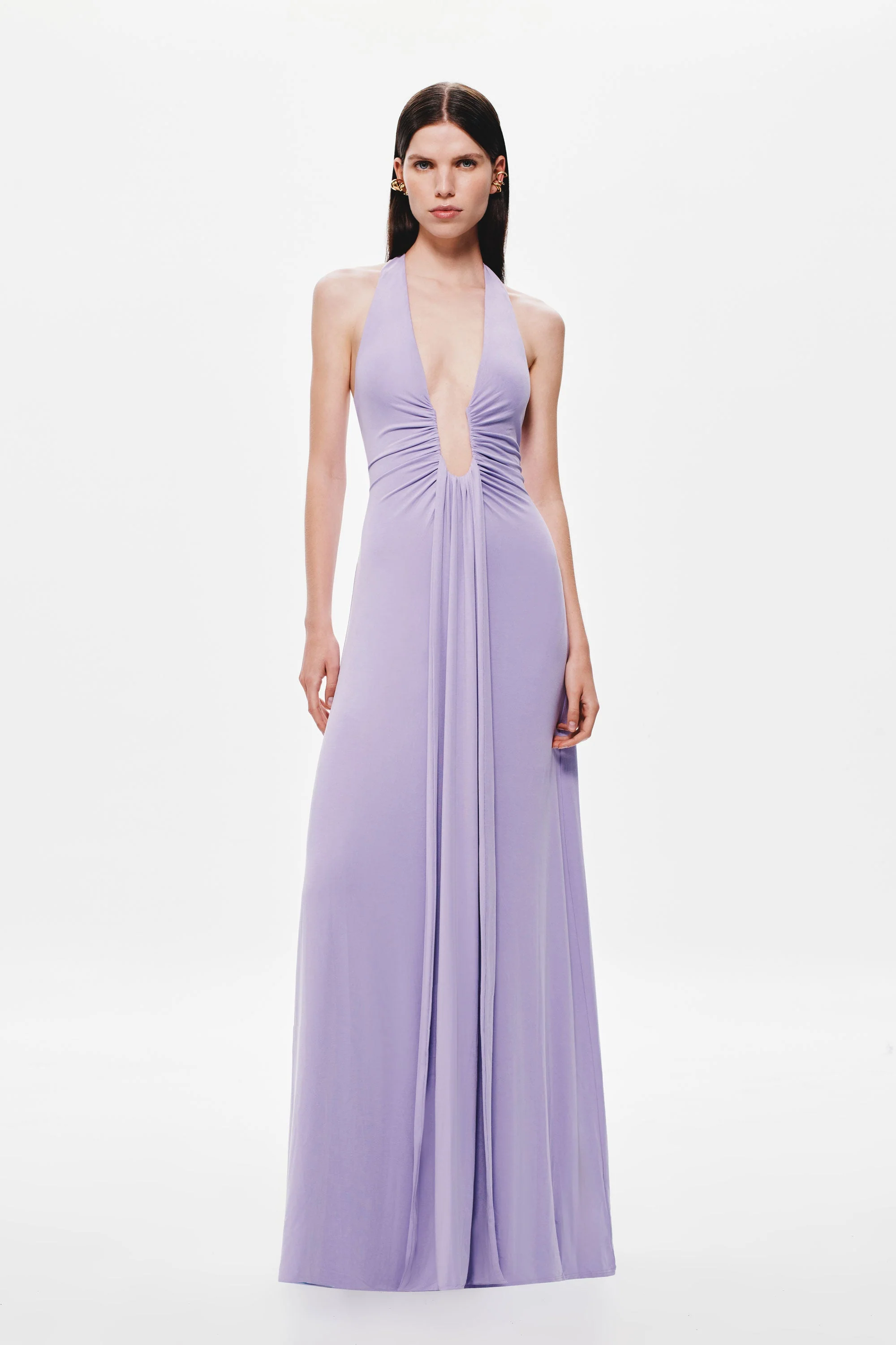 Jennifer Cupro Maxi Dress - Lilac - Image 7