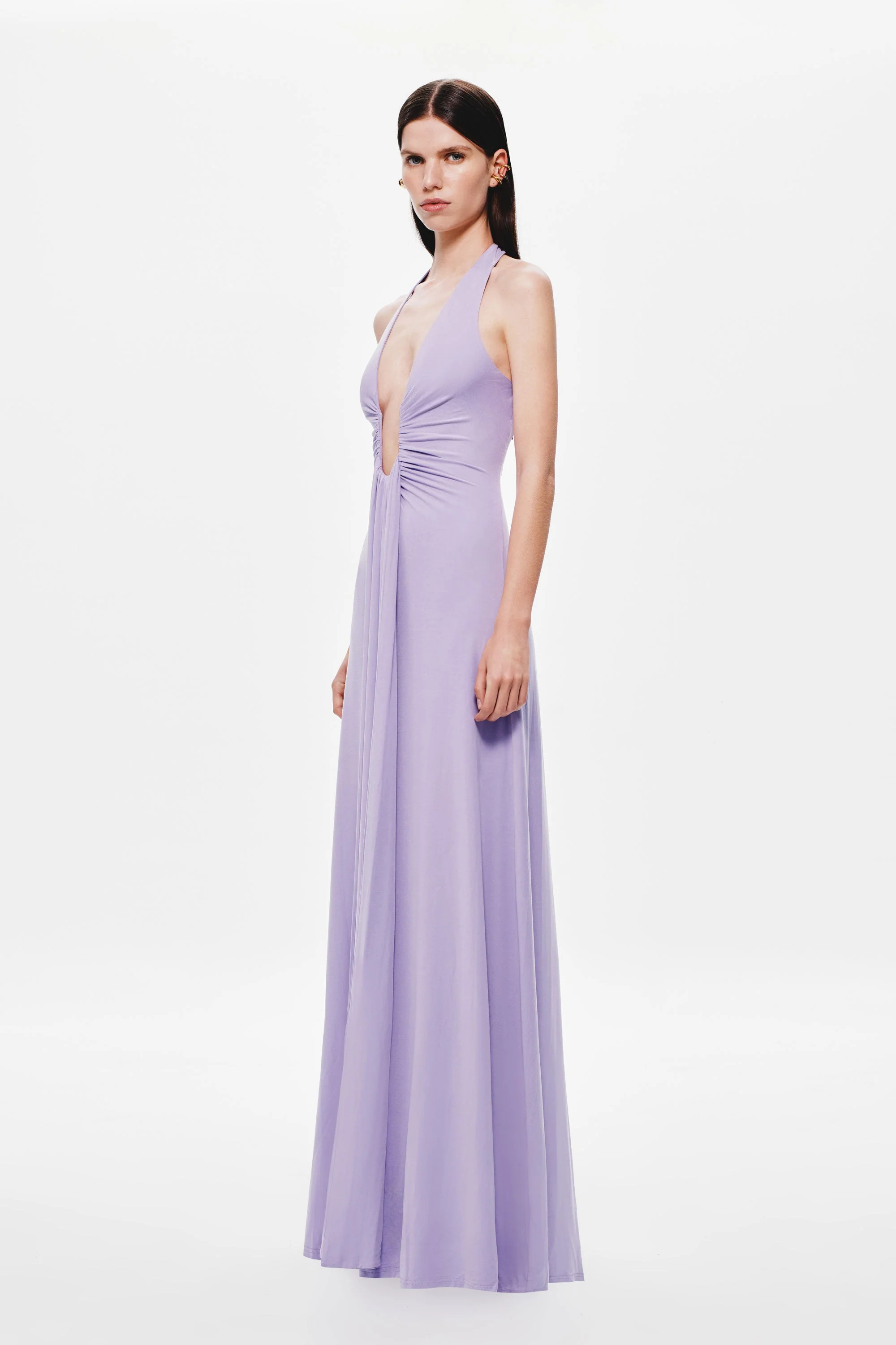 Jennifer Cupro Maxi Dress - Lilac - Image 8