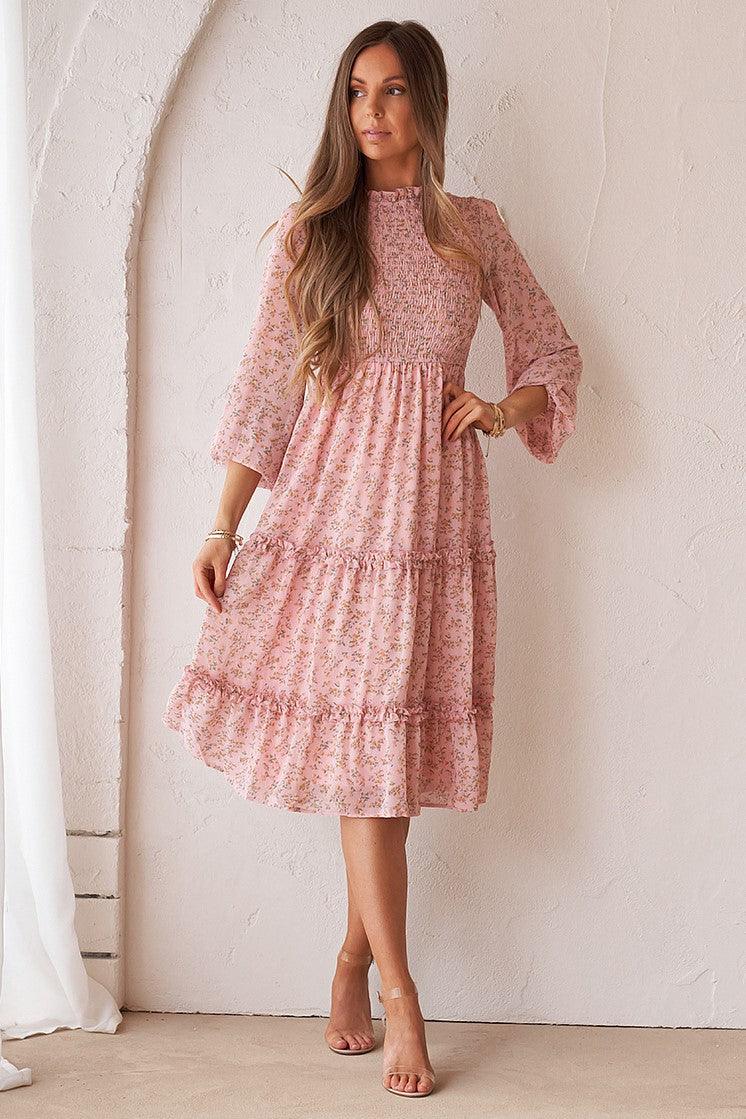 Juniper Shirred Dress - Blush - Image 2