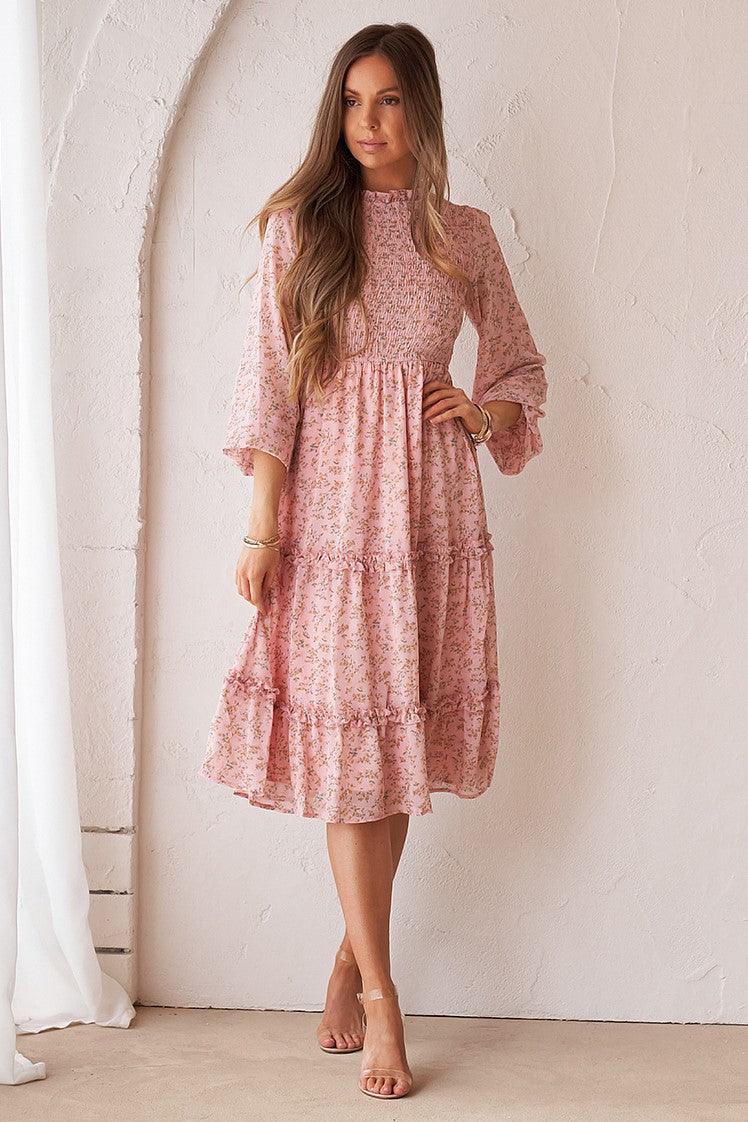 Juniper Shirred Dress - Blush - Image 4