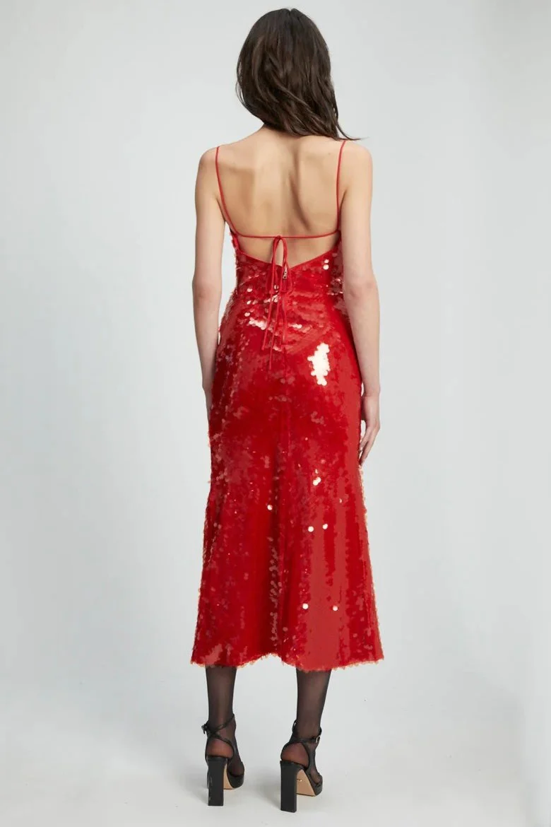 Karina Sequin Maxi Dress - Red - Image 2