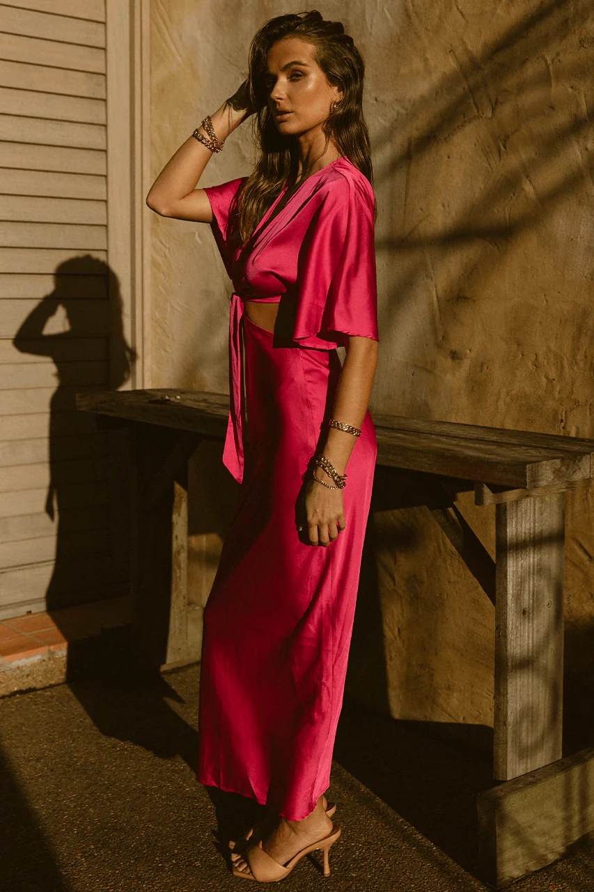 Kaylee Midi Dress - Fuschia - Image 6