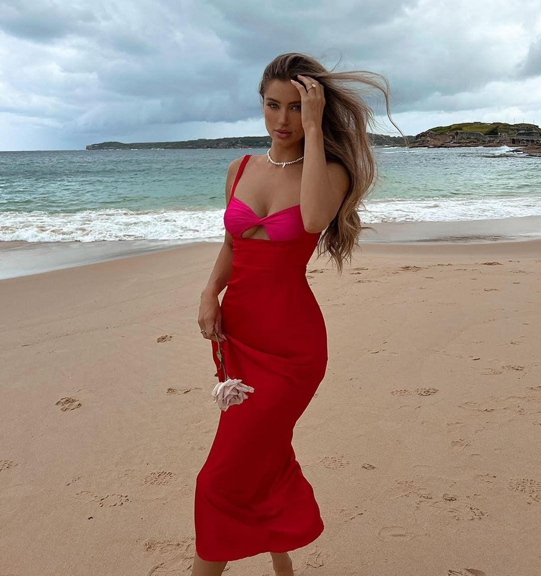 Kelsey Midi Dress - Red - Image 3