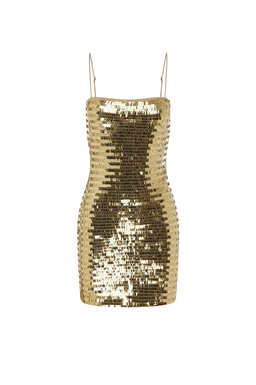 Kerrie Sequin Mini Dress - Gold - Image 6