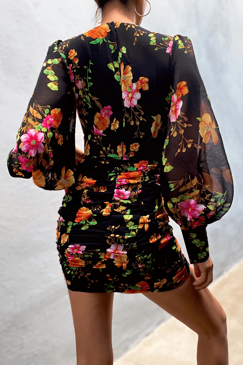 Kim Mini Dress - Black Floral - Image 3