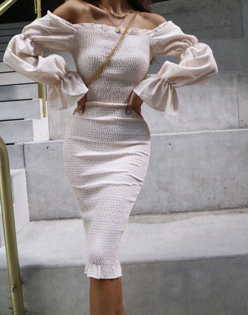 Kourtney Dress - Cream/White - Image 9