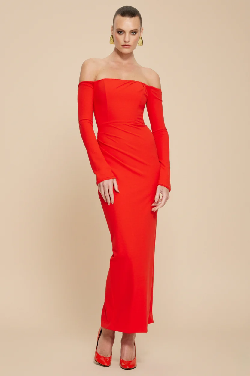 Kristie Midi Dress - Cherry Red