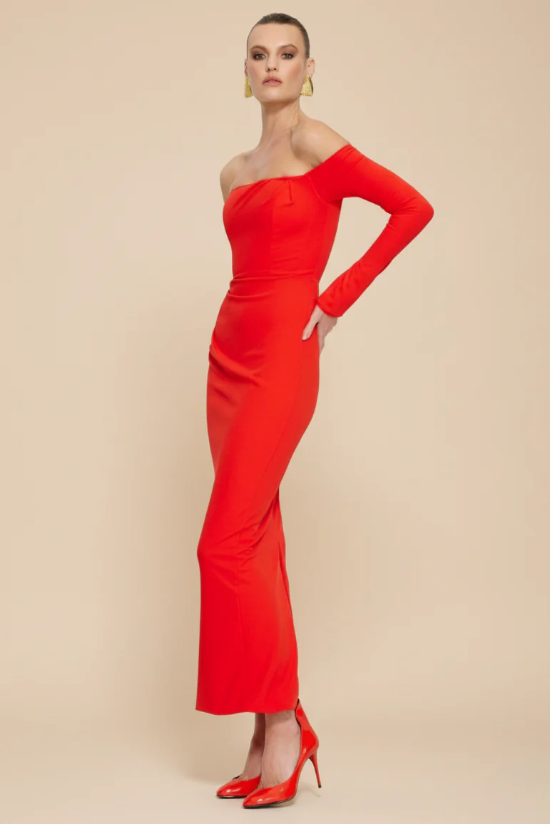 Kristie Midi Dress - Cherry Red - Image 3
