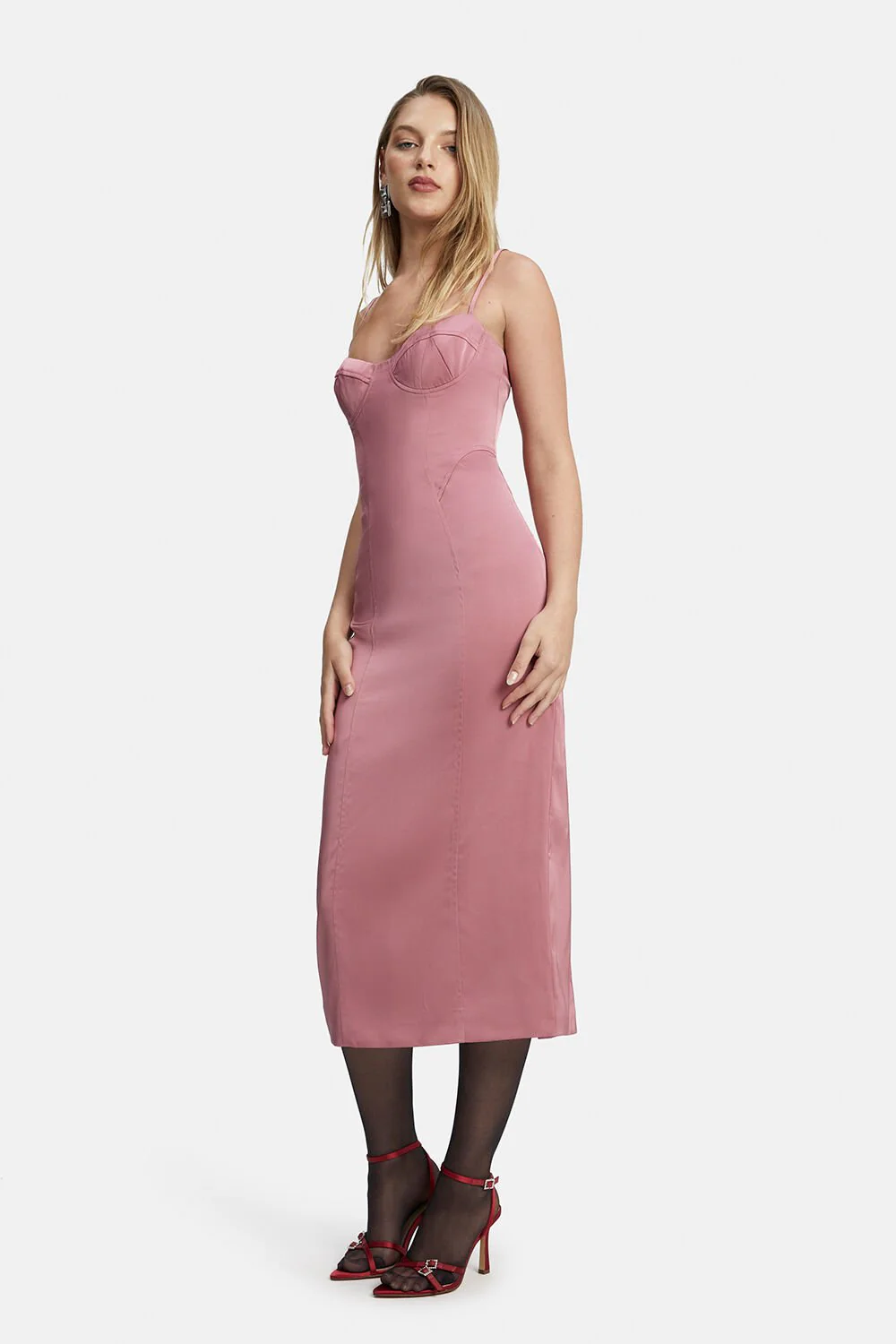 Landon Structured Midi Dress - Mauve - Image 5