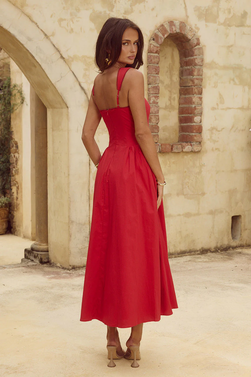 Lani Midi Dress - Red - Image 2