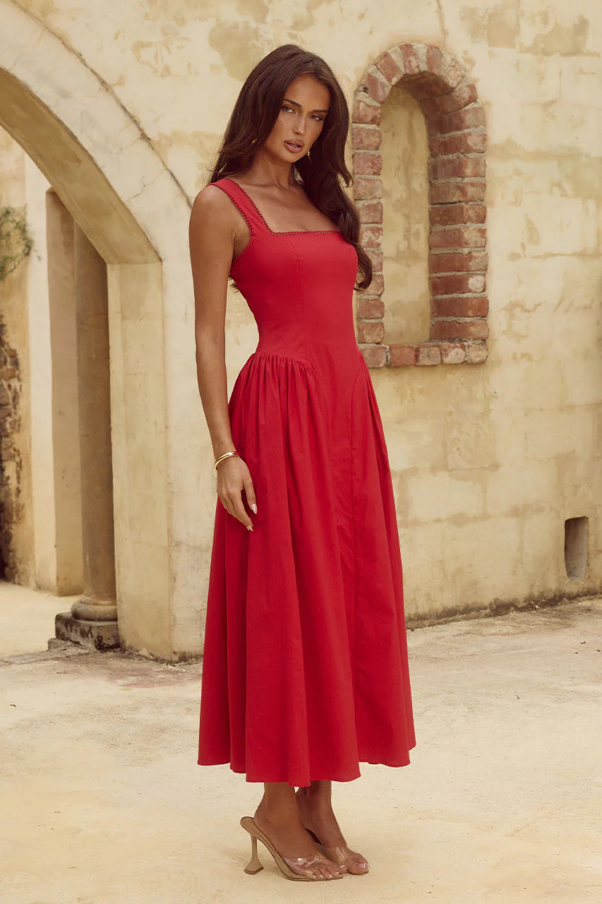 Lani Midi Dress - Red - Image 3
