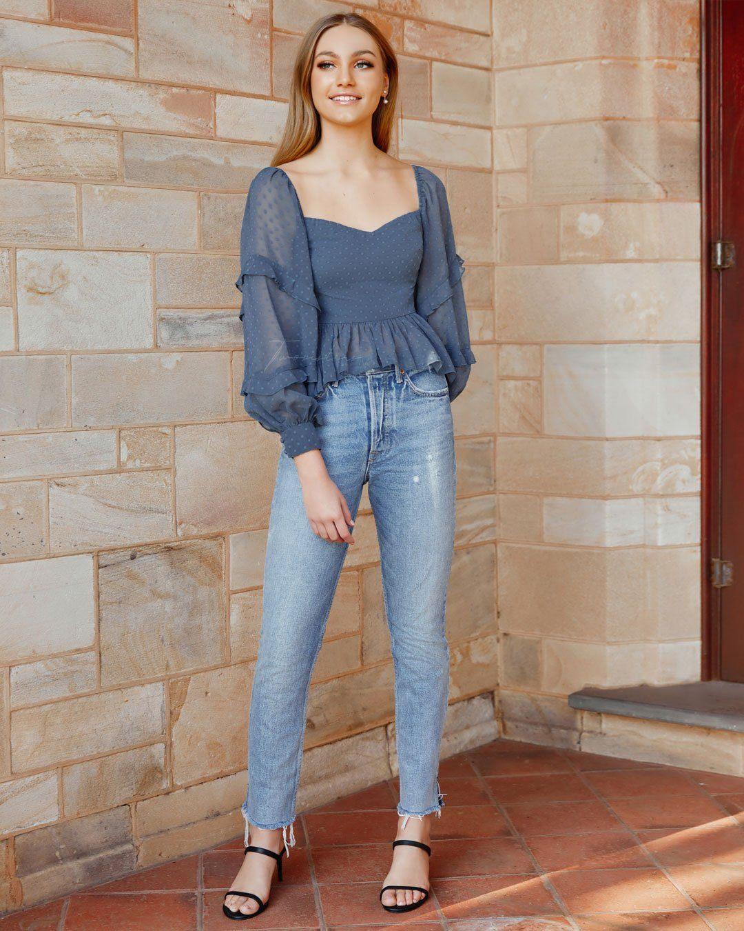 Lavina Top - Steel Blue - Image 2