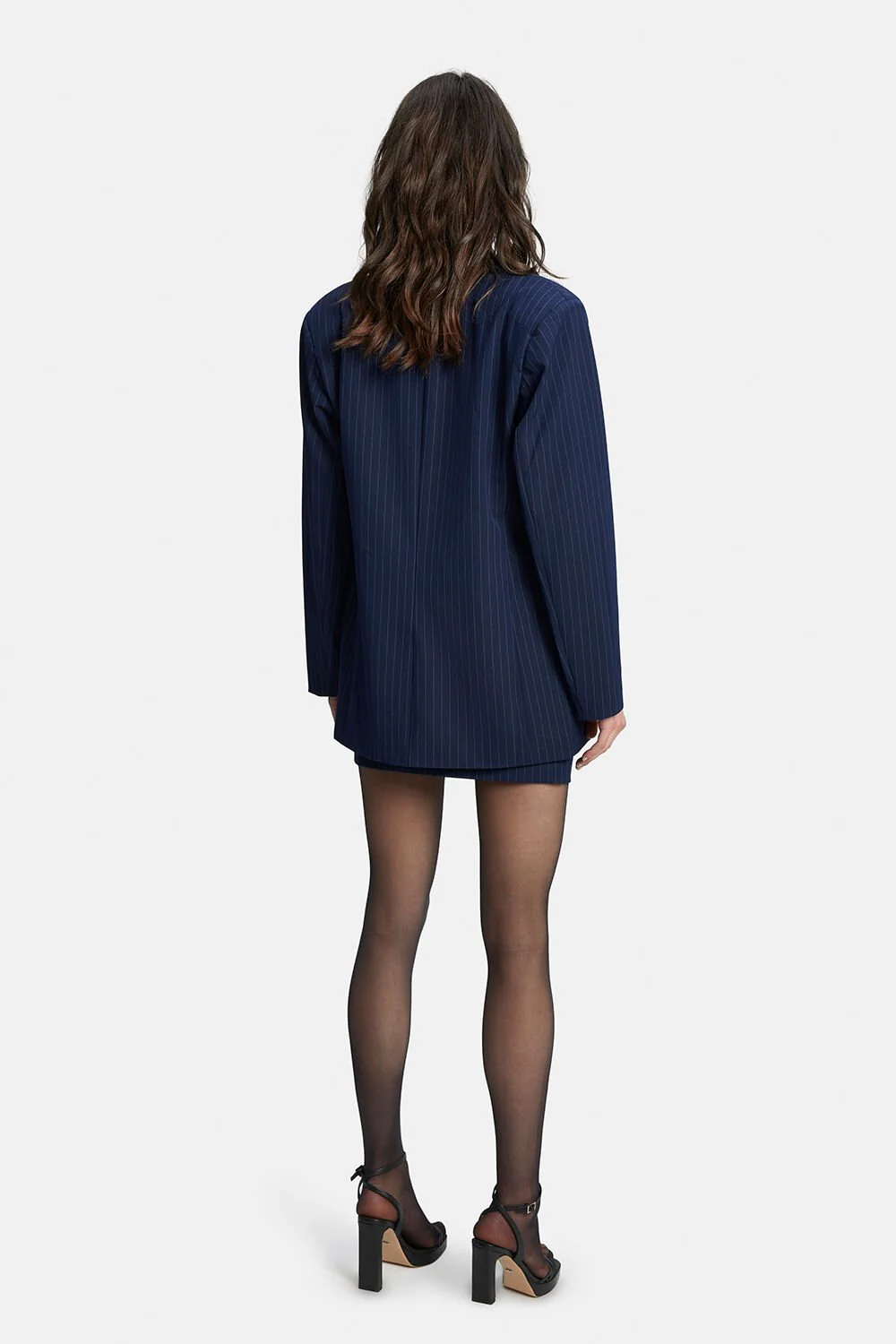 Layton Pin Stripe Mini Skirt - Navy Stripe - Image 4