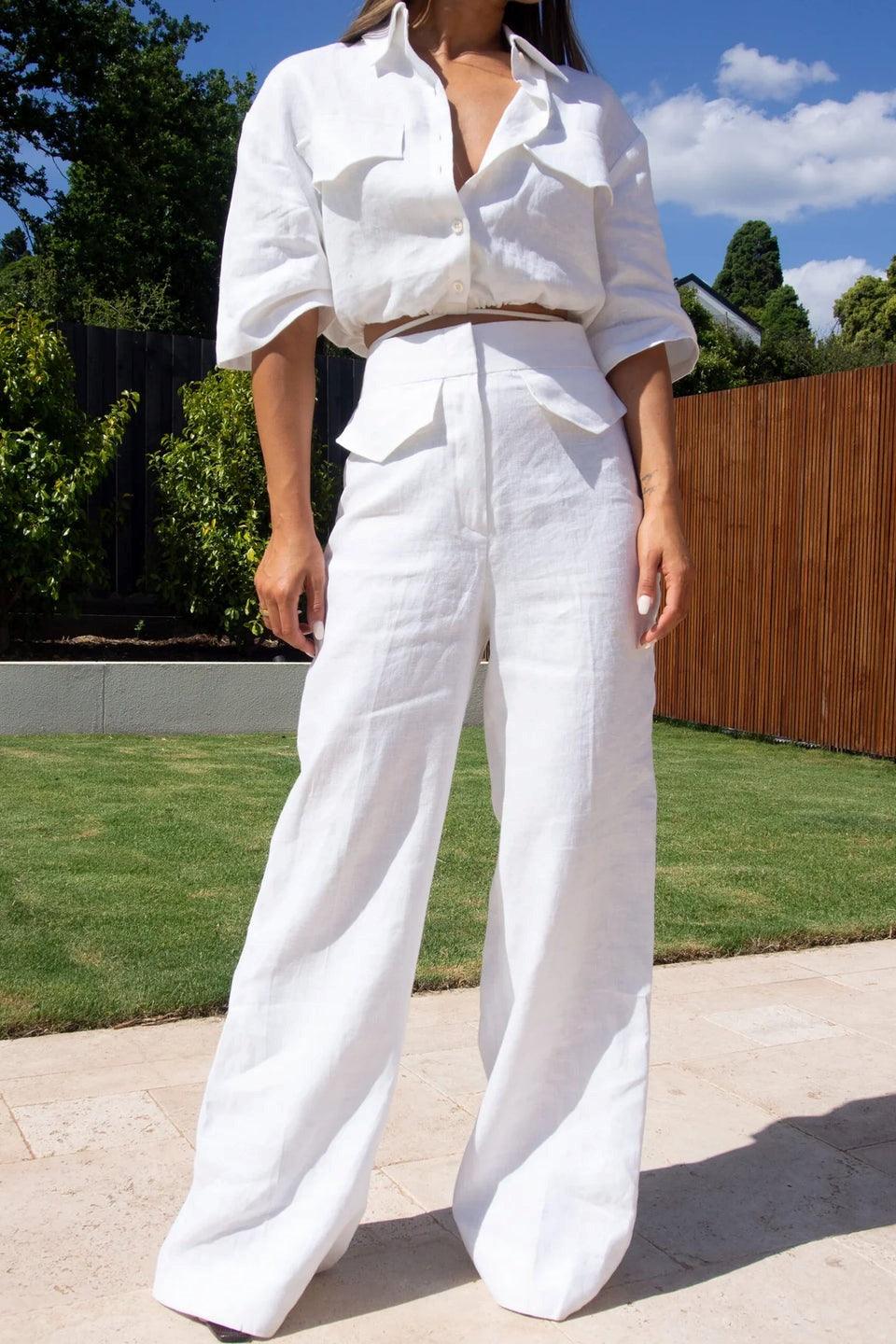 Leesa Linen Pant - Ivory - Image 6