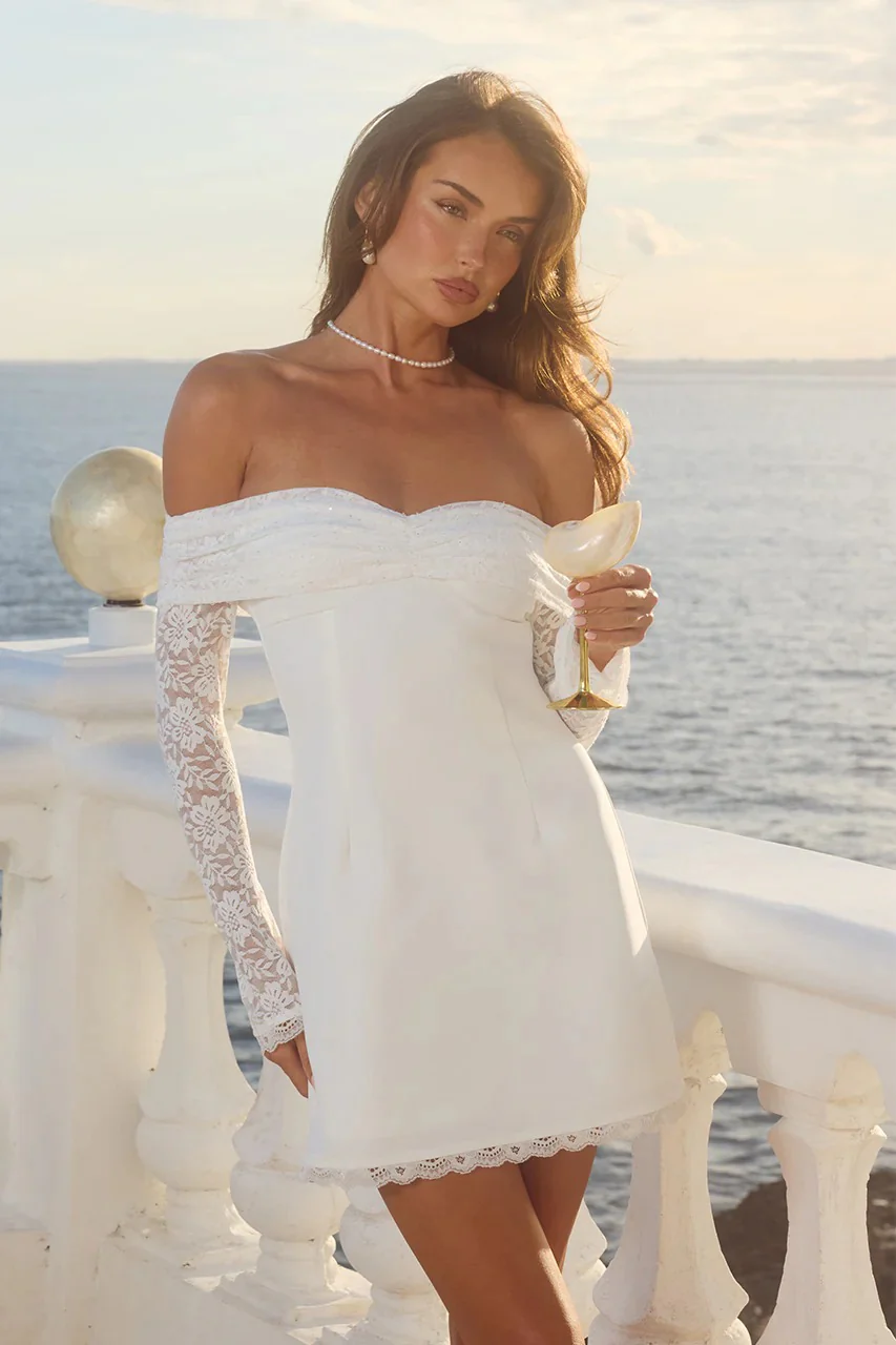Leona Mini Dress - White - Image 4