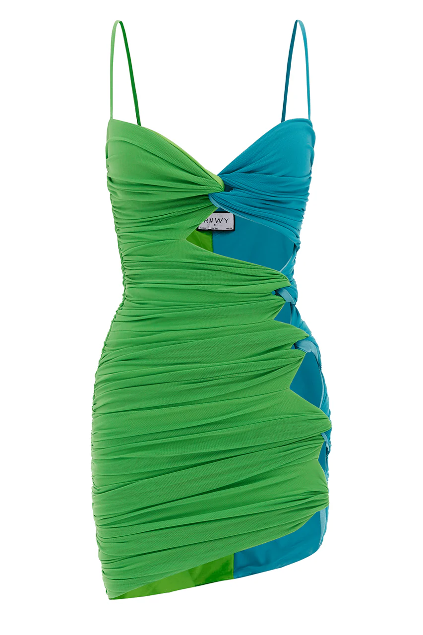 Lilly Mini Dress - Green/Aqua - Image 2