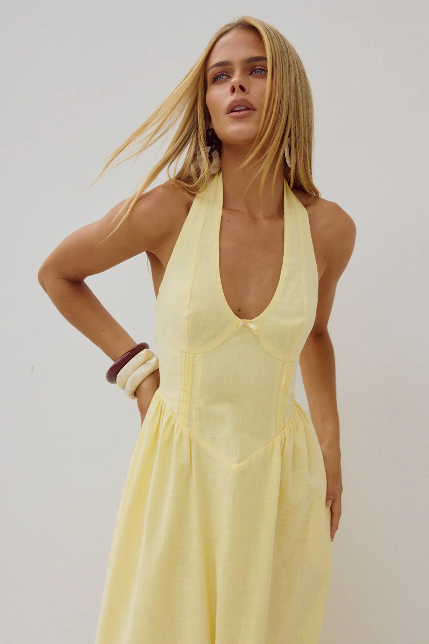 Limoni Midi Dress - Lemon - Image 6
