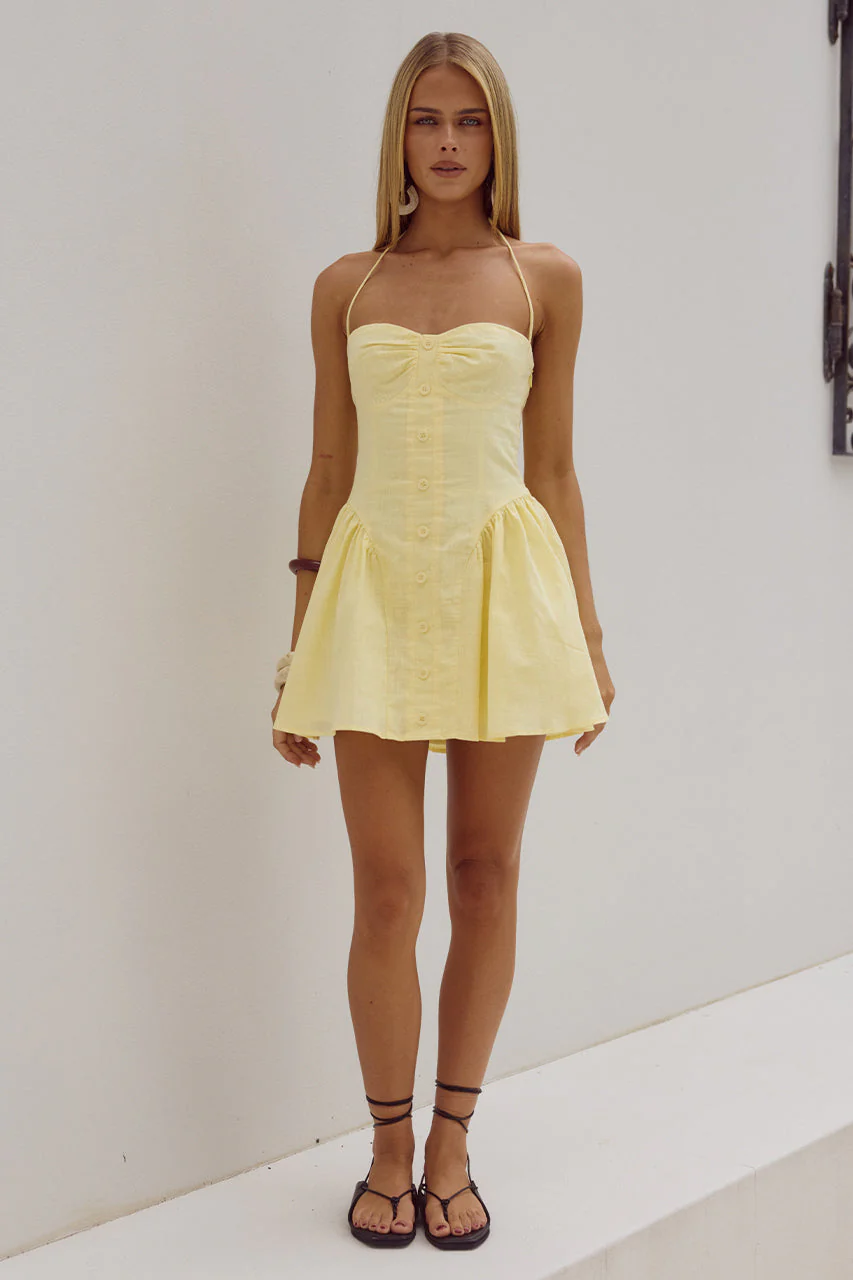 Limoni Mini Dress - Lemon - Image 4