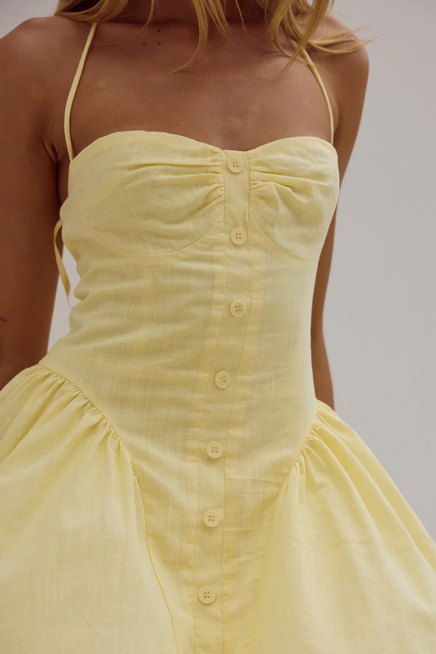 Limoni Mini Dress - Lemon - Image 5