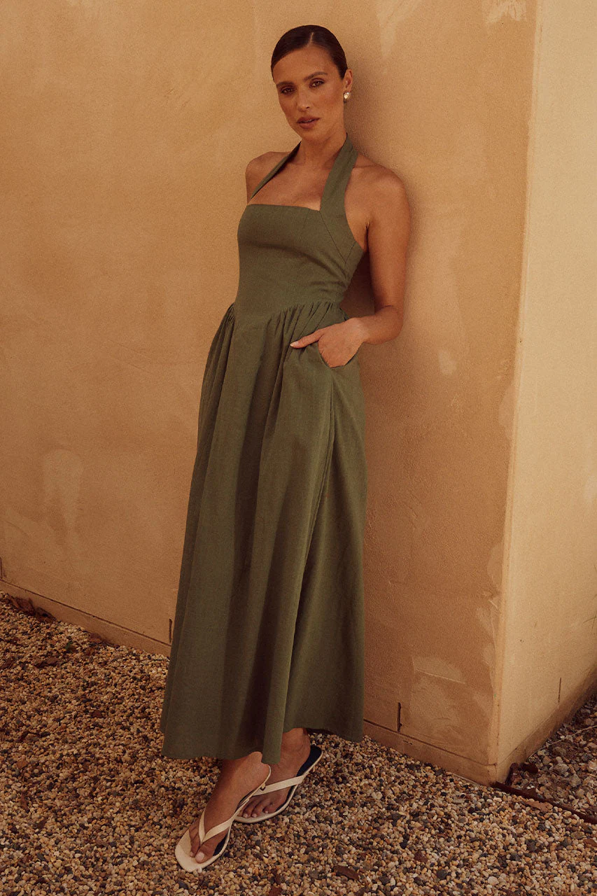 Locklea Midi Dress - Khaki - Image 2