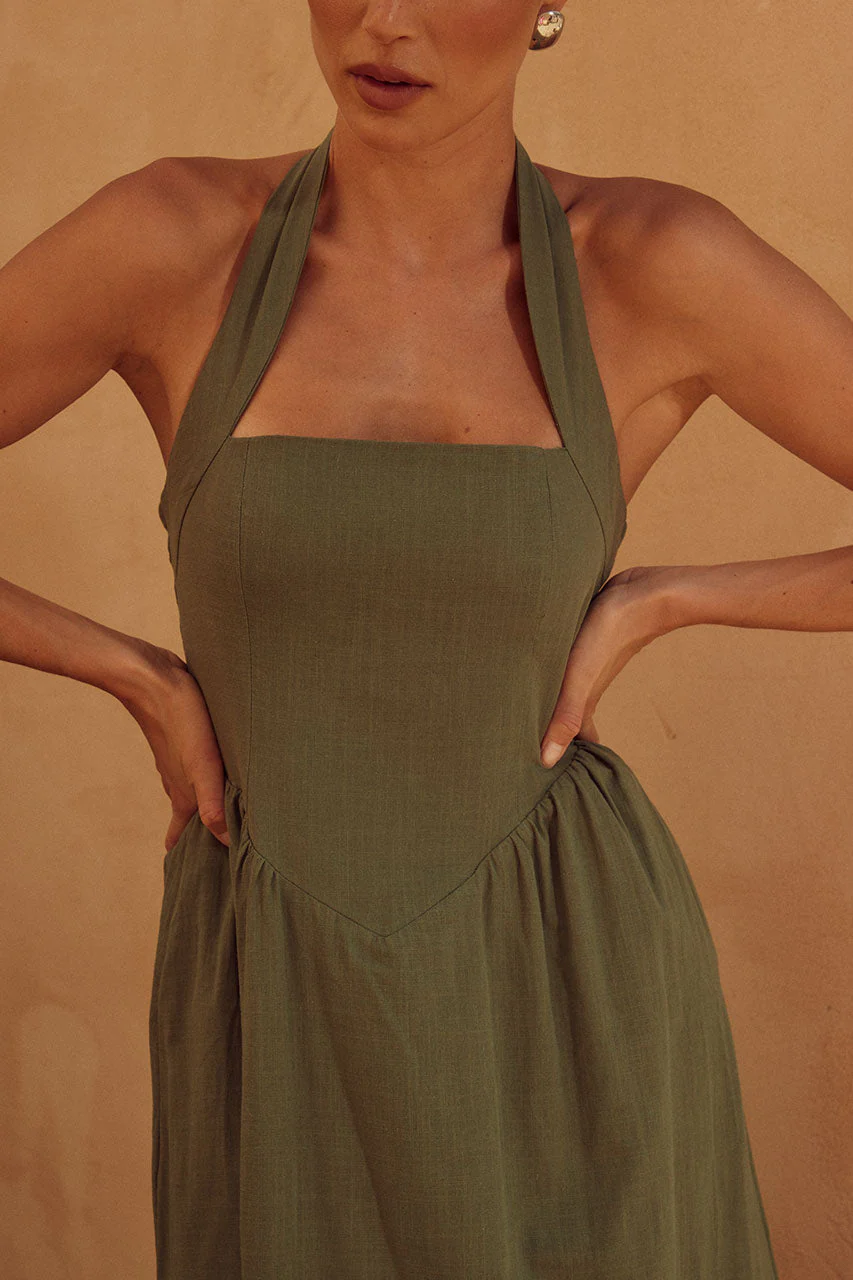 Locklea Midi Dress - Khaki - Image 4