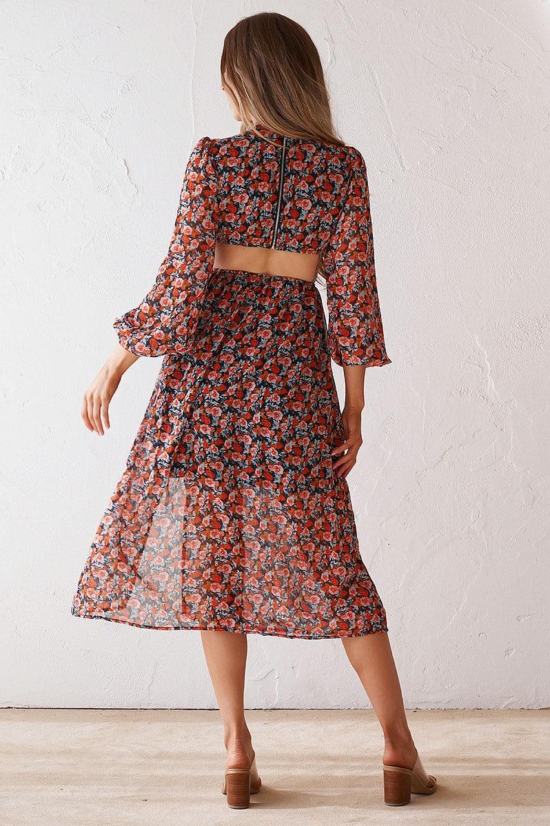 Luciana Midi Dress - Black Floral - Image 3