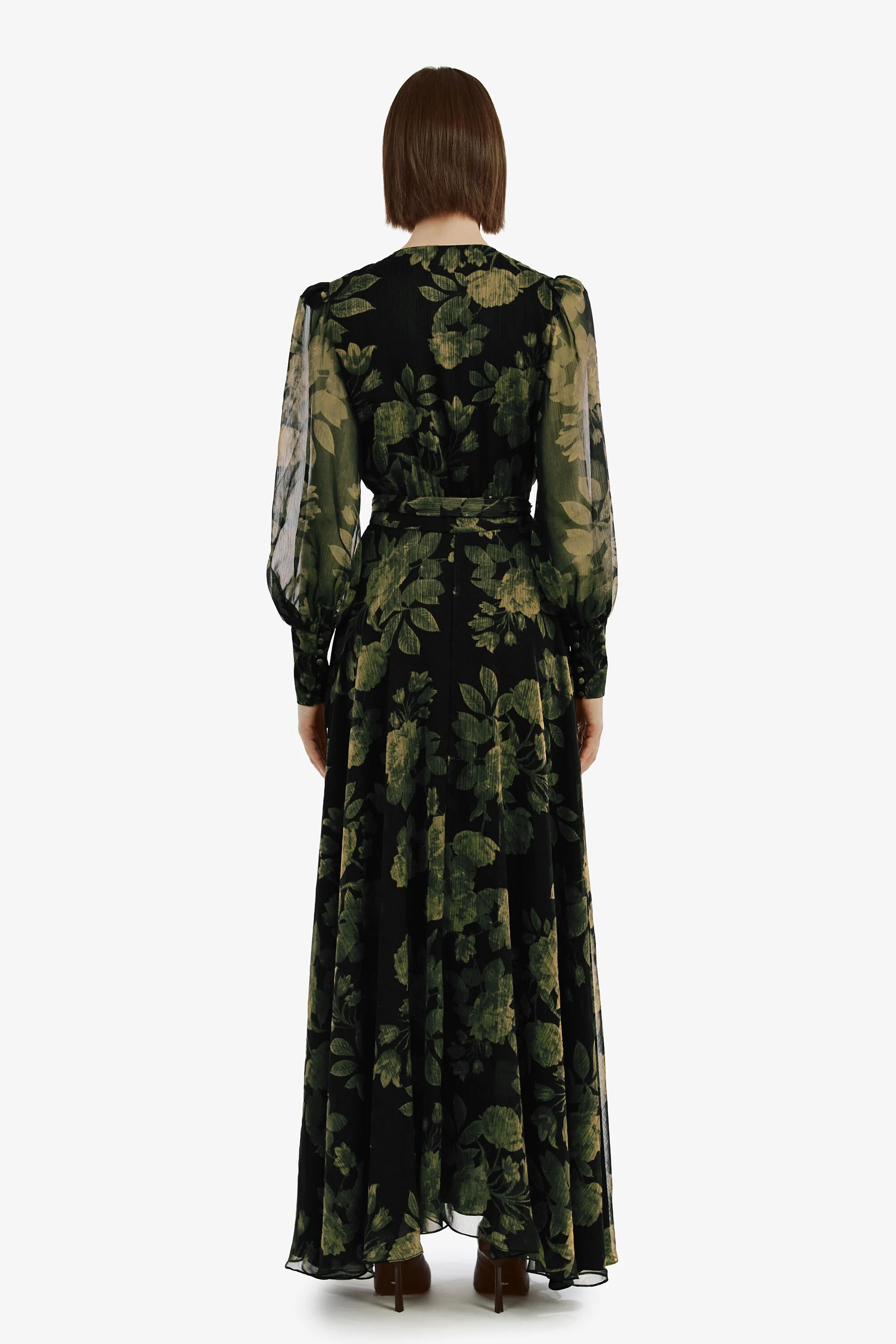 Lucianna Maxi Wrap Dress - Green Floral - Image 2