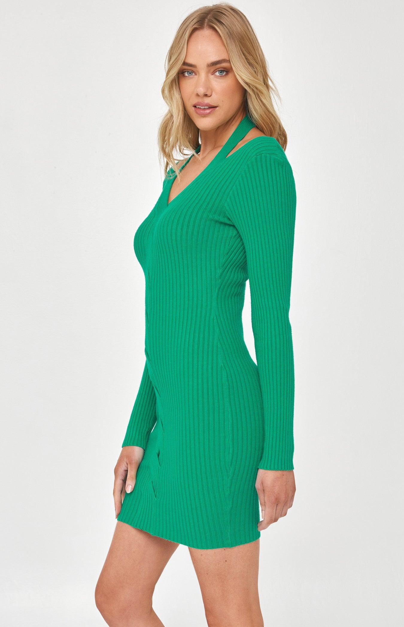 Lula Cut Out Knit Dress - Green - Image 5