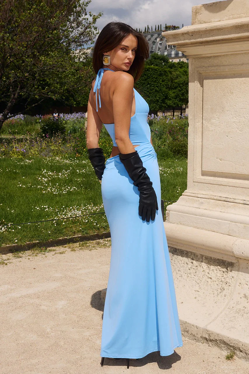 Lumia Halter Maxi Dress - Bluebell - Image 3