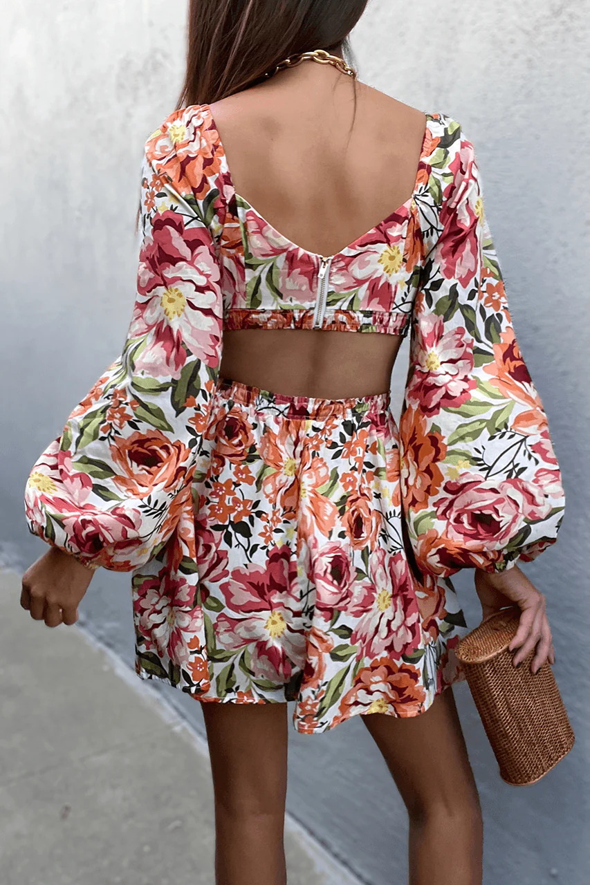 Maddie Mini Dress - Orange Floral - Image 2