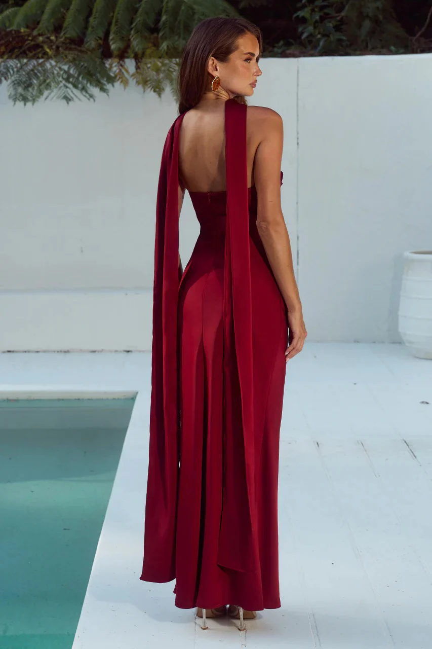 Madeleine Strapless Maxi Dress - Cherry - Image 2