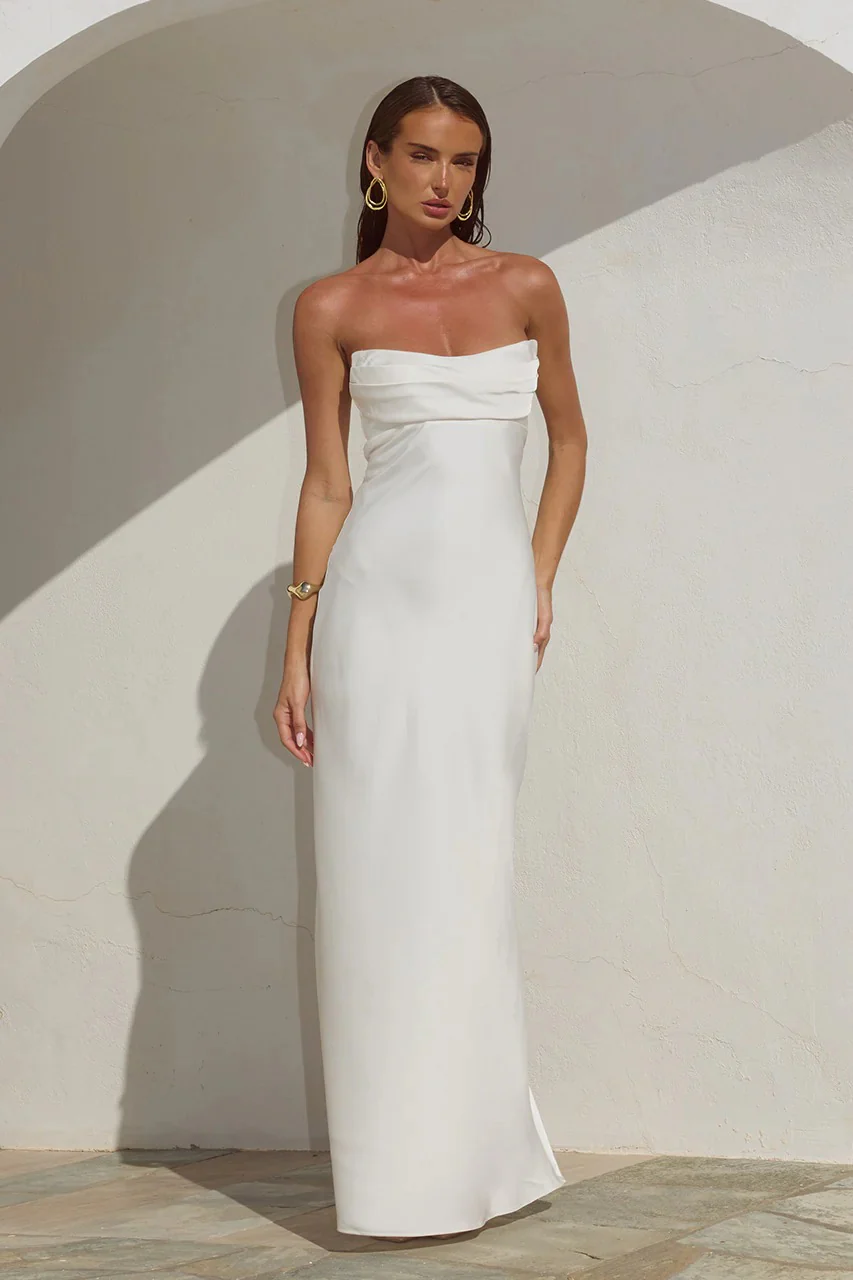 Madeleine Strapless Maxi Dress - Pearl - Image 5
