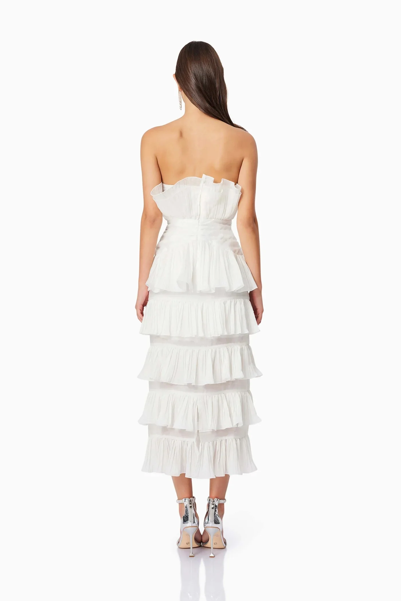 Maya Pleated Midi Dress - White - Image 2