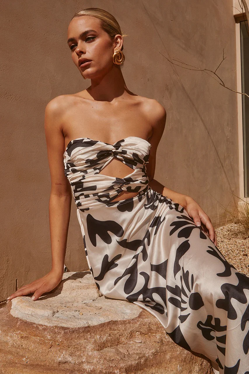Melany Long Midi Dress - Sand Botanica - Image 4