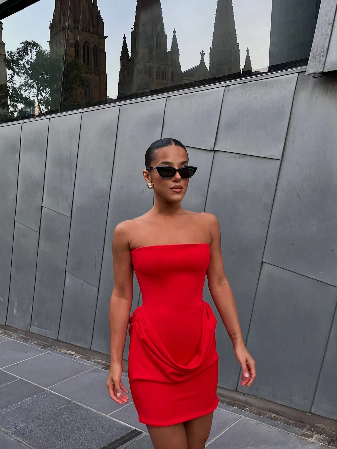 Merci Mini Dress - Cherry Red - Image 4