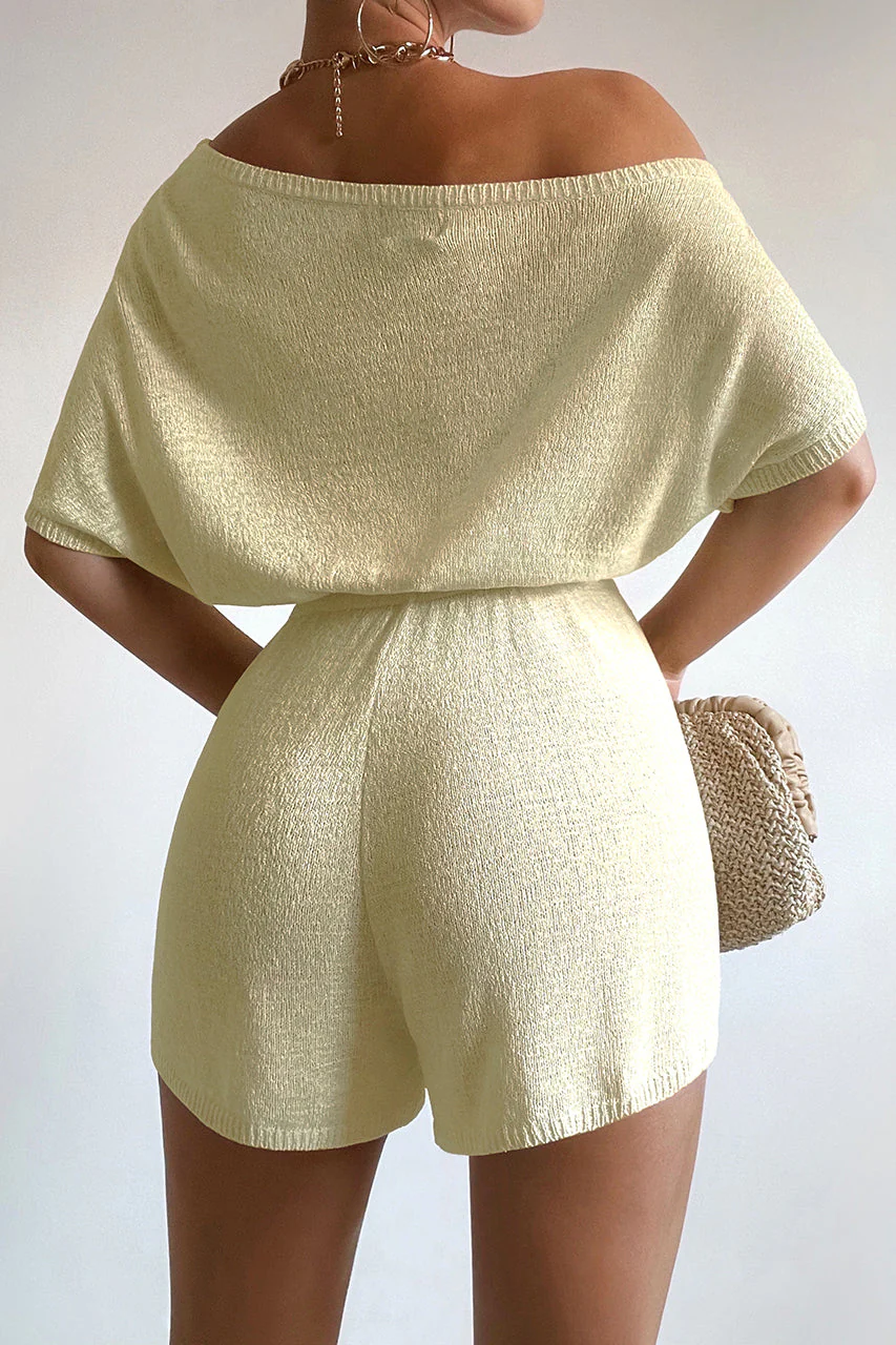 Miami Knit Romper - Lemon - Image 2