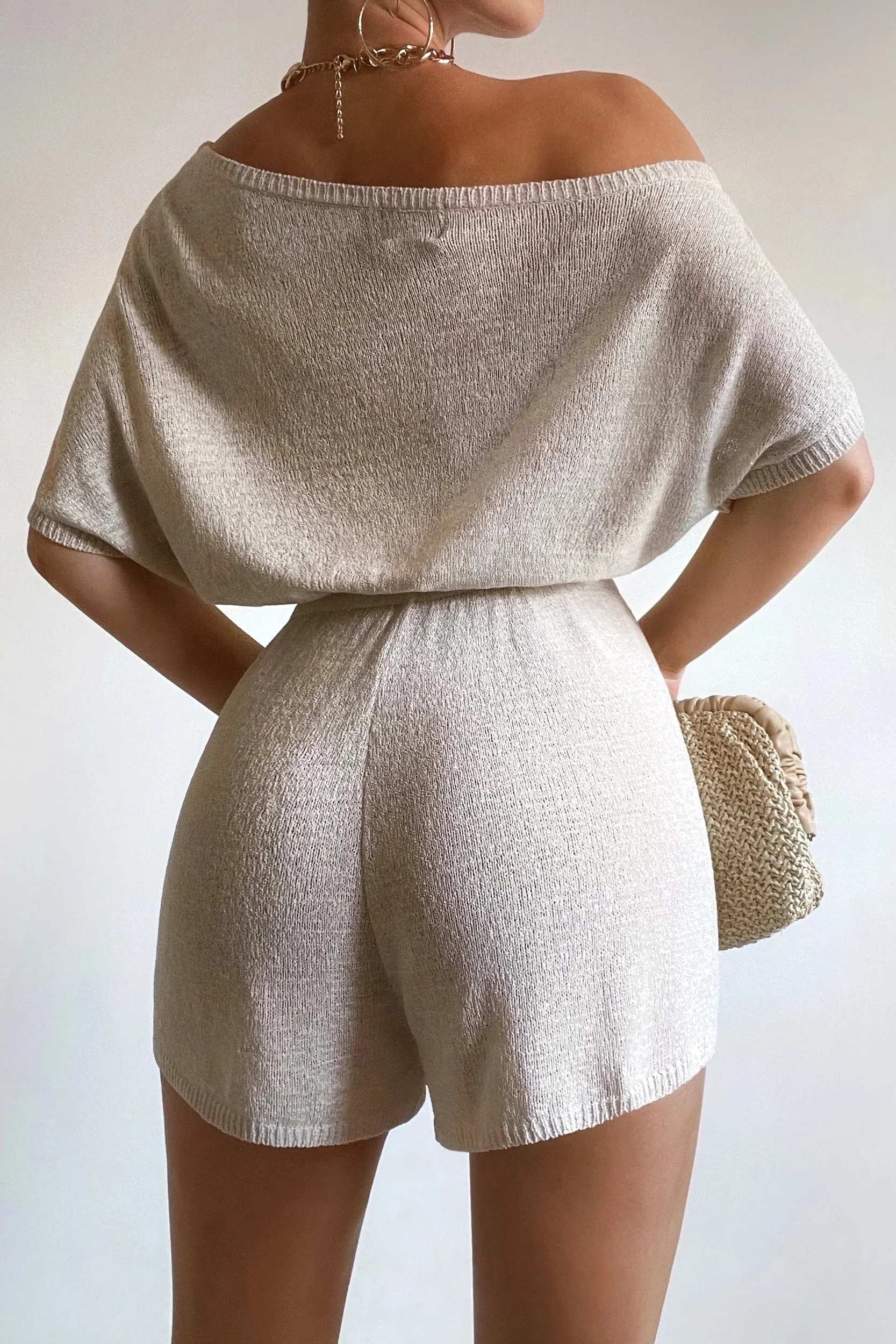 Miami Knit Romper - Oatmeal - Image 2