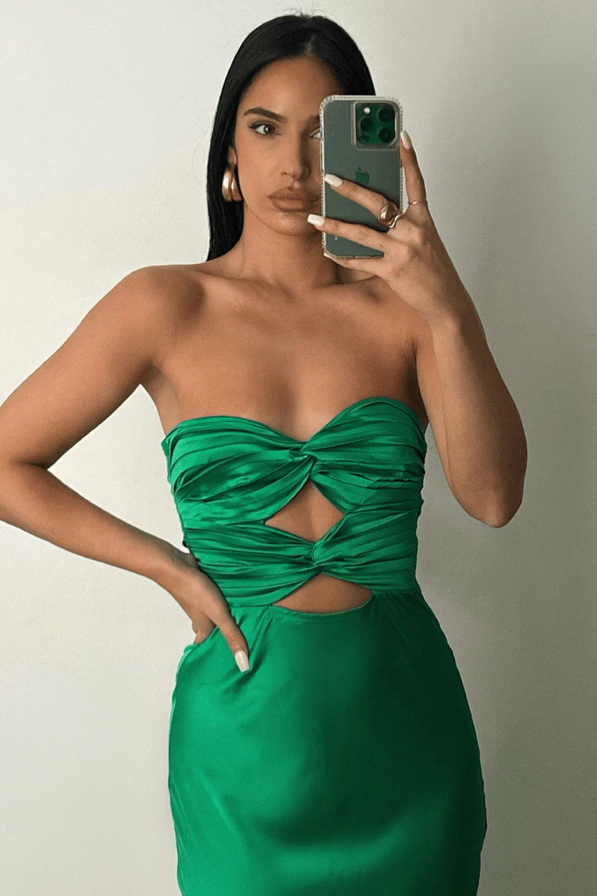 Micha Slip Dress - Emerald - Image 3
