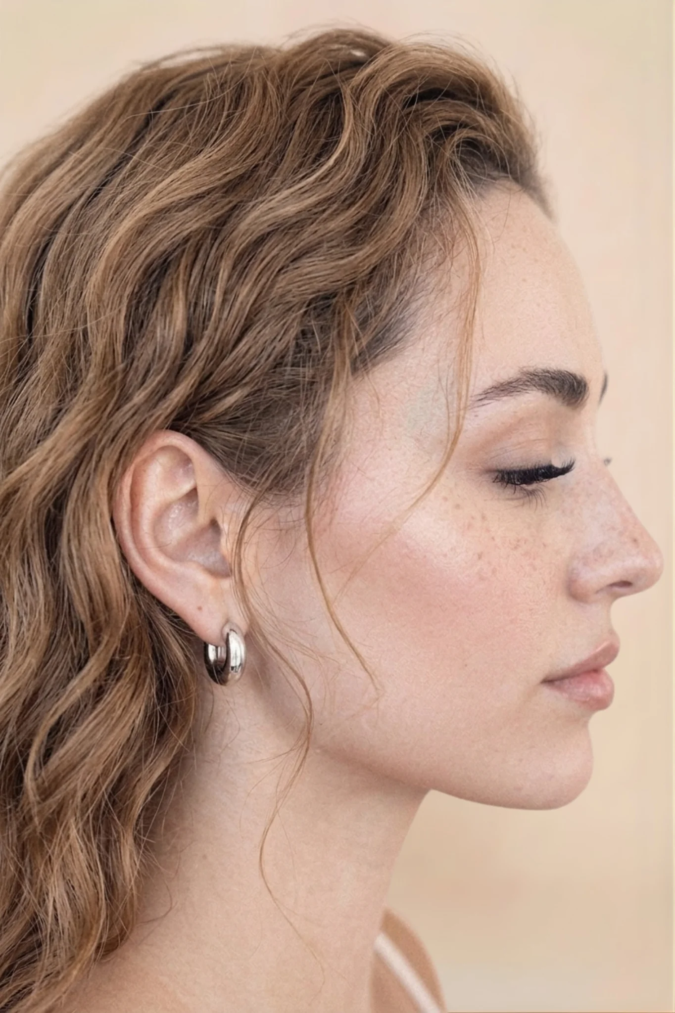 Mini Thick Classic Hoops - Rhodium - Image 2