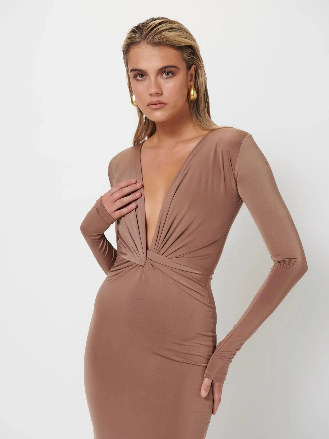 Mira Maxi Dress - Coffee - Image 3