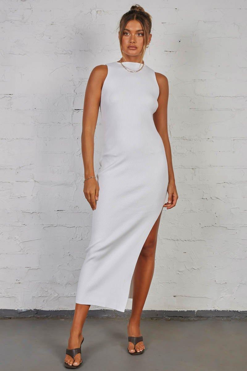 Mish Ribbed Maxi Dress - White - Image 6