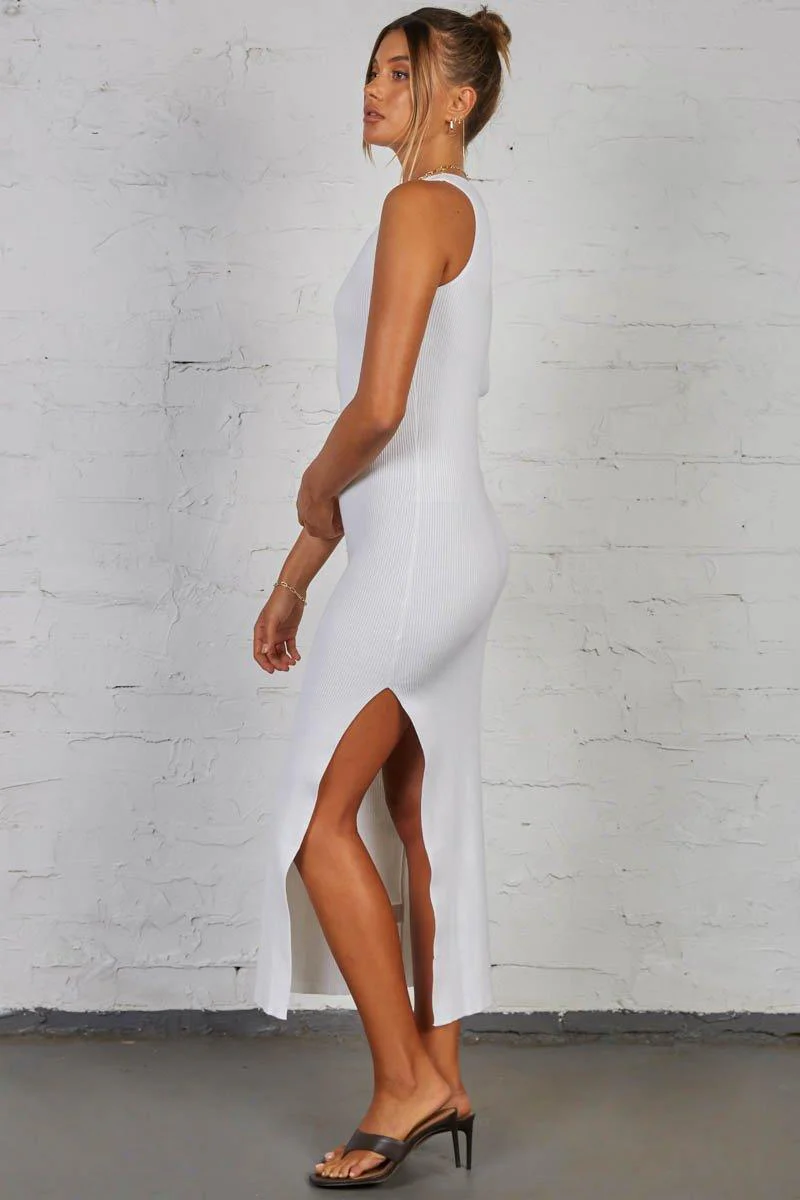 Mish Ribbed Maxi Dress - White - Image 7